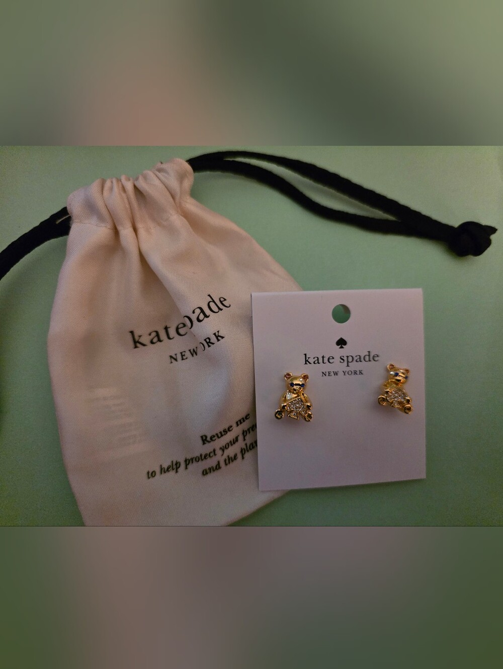 kate spade Gold Bear Crystal Stud Earrings
